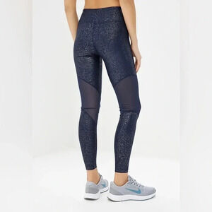 Nike | Power Victory Tights Leggings Navy Glitter Metallic Sparkle Mesh - Size M